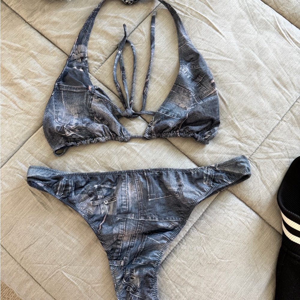 Frankie's Bikinis Denim Look Bikini Set